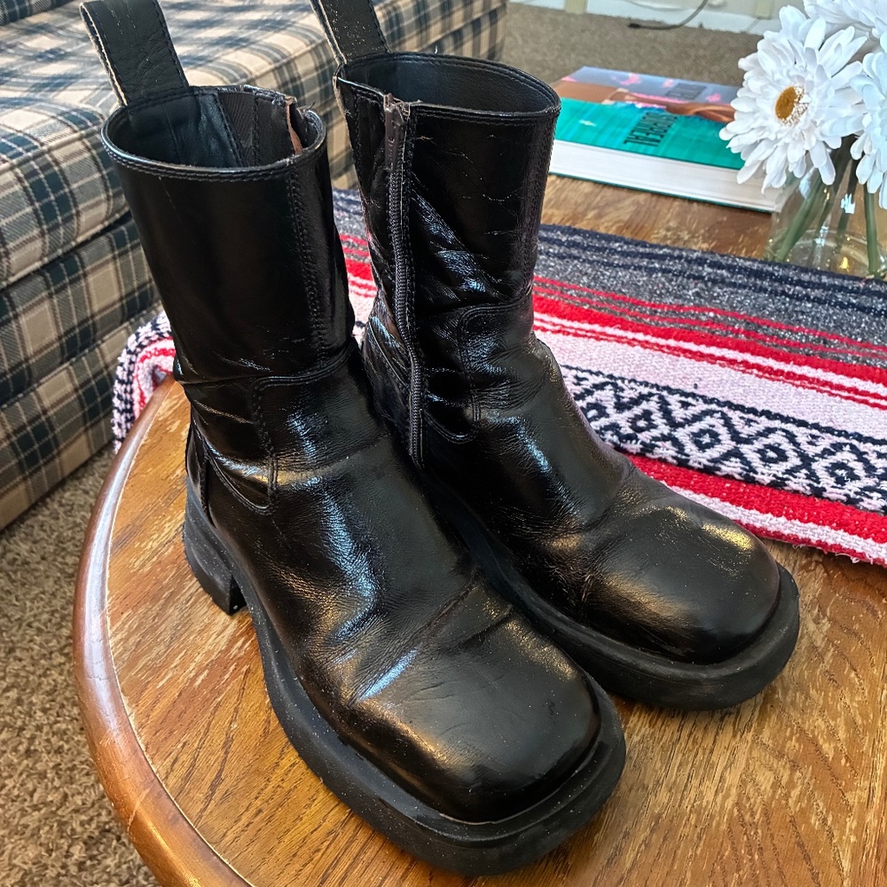 Miista Yolanda Burgundy patent boots